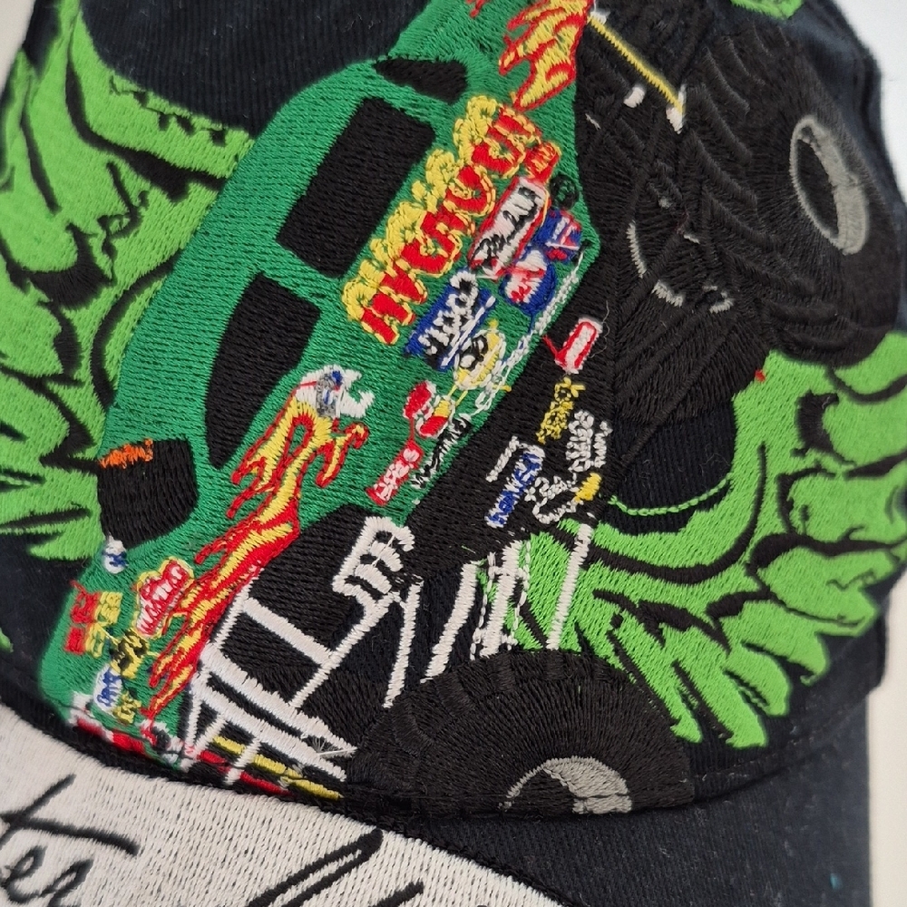 Monster Attitude Black Cap with Green and Multicolor Embroidery,halloween-ready - Picture 2 of 8
